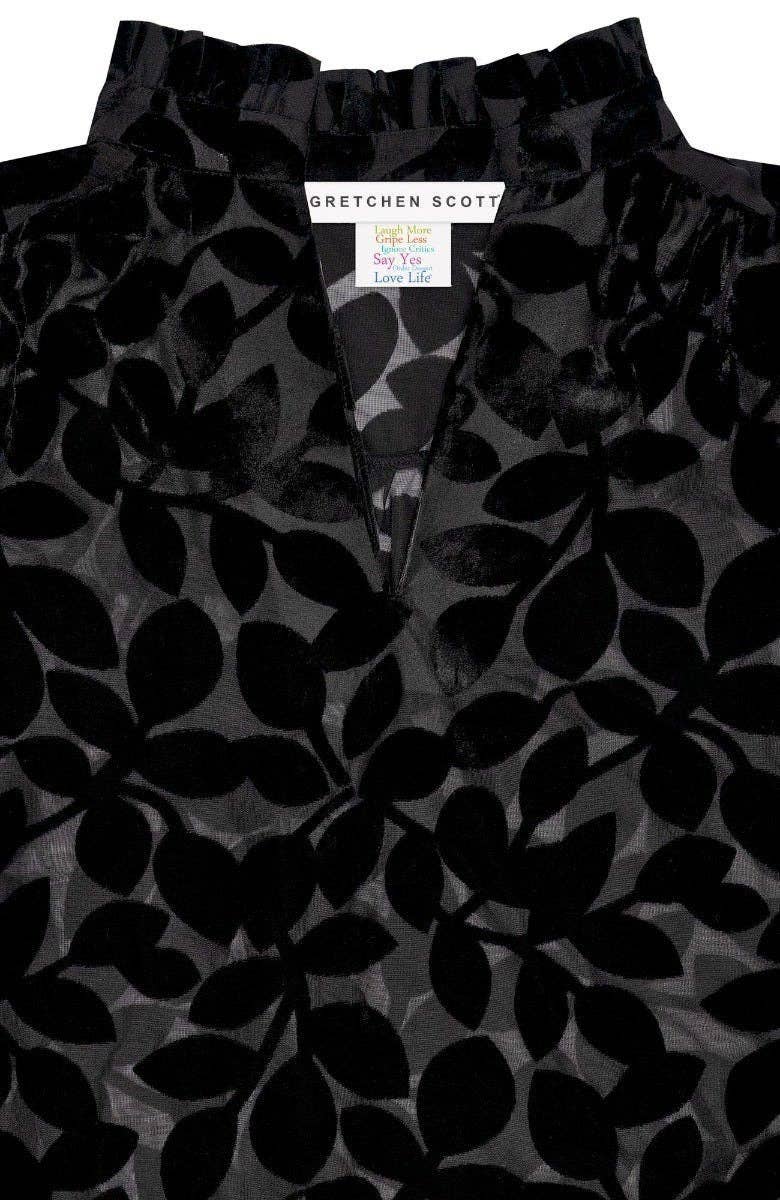 Black Ruffleneck Tunic - Luxe Leaf Velvet for wholesale on Faire4