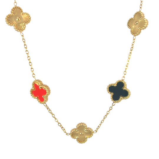 Byzantium Collection Ltd - Vendita all'ingrosso Collana con ciondolo/pendaglio - Collana Quadrifoglio Multicolore, Placcata in Oro 18K1
