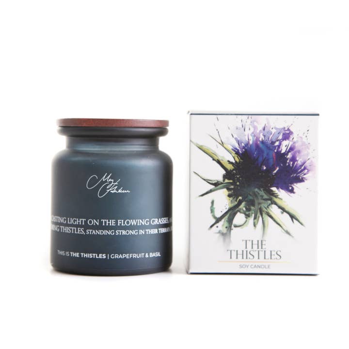 Meg Hawkins Art - Wholesale Jar/Filled Candle - The Thistles - Thistles Design Candle0