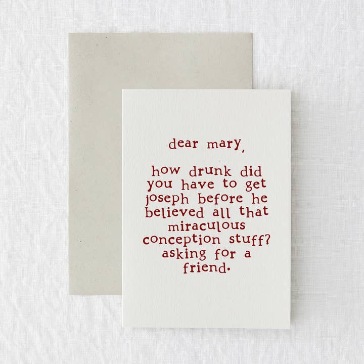 Sustainable Eco-friendly Christmas Card Funny - Dear Mary for wholesale by Made by Shannon