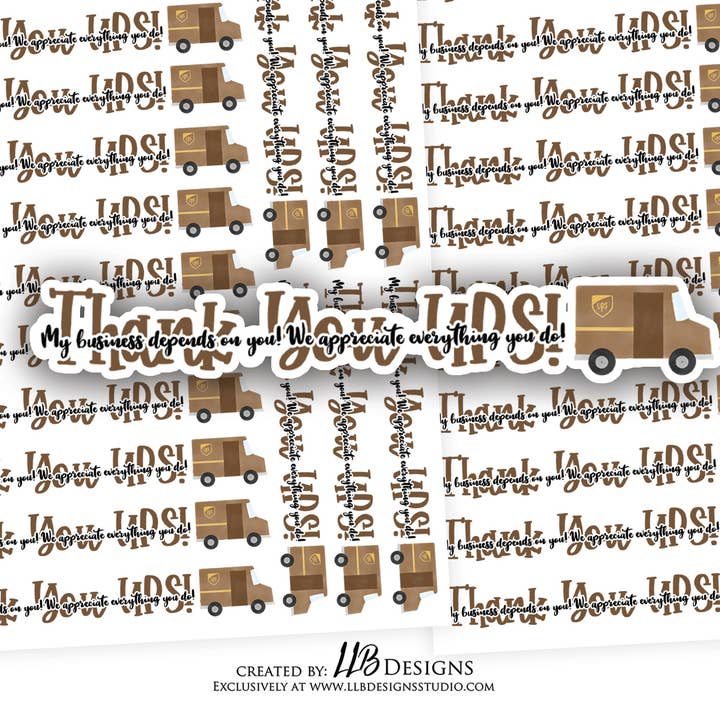 Thank You UPS | Packaging Stickers | Business Branding | Small Shop Stickers | Sticker #: S0179 | Ready To Ship for wholesale by LLB Designs Studio