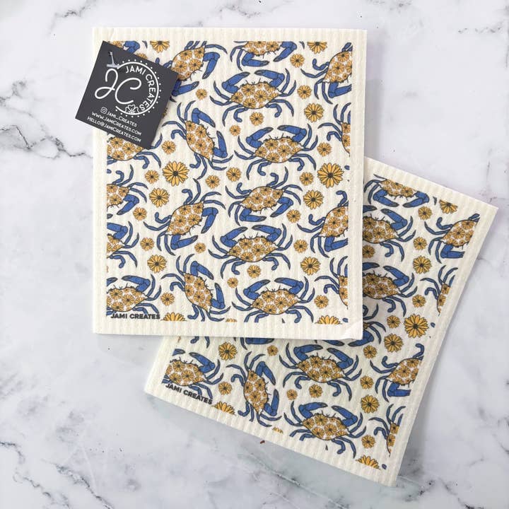 Jami Creates - Wholesale Dishcloth - Maryland Blue Crab Swedish Dish Cloth1