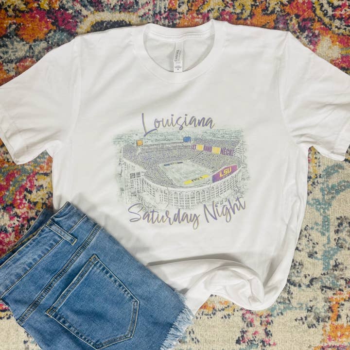 Sweet Southern Wholesale - Wholesale Screen Printed T-Shirt - Women's - Louisiana Saturday Night - LSU Graphic T-shirt