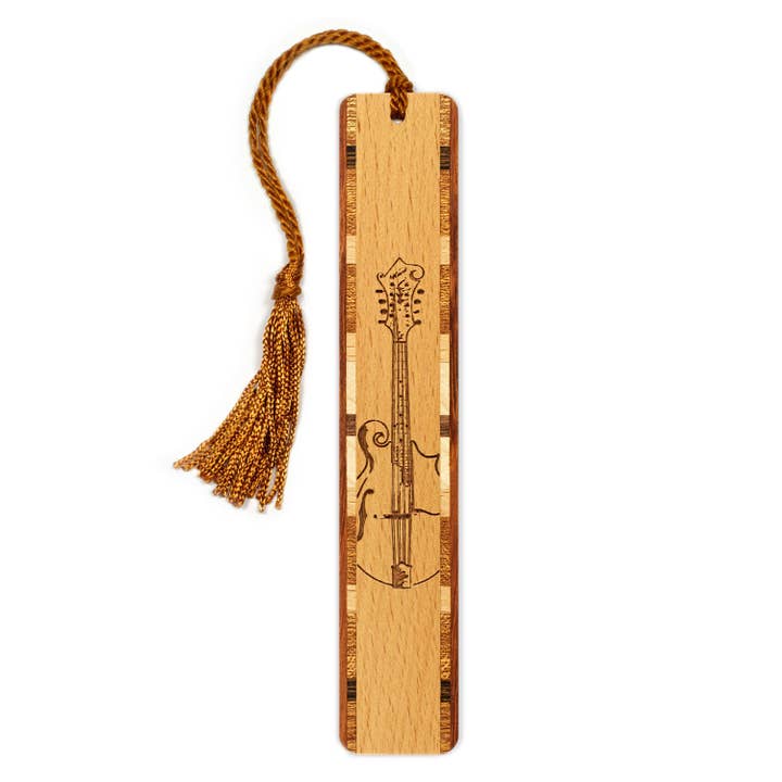 Mandolin Musical Instrument Engraved Wooden Bookmark for wholesale by Mitercraft