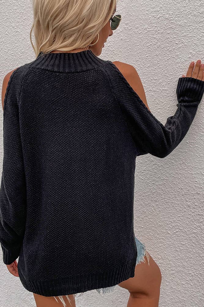 UNISHE - Wholesale Knit Sweater - Women's - TOPW897 Cold Shoulder Knit O-neck Sweater13