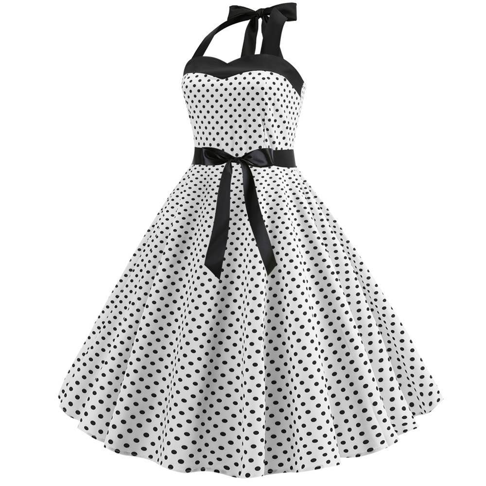 Rosa Clothing - Wholesale Dress - Women's - Vintage Polka Dot Halter Dress15