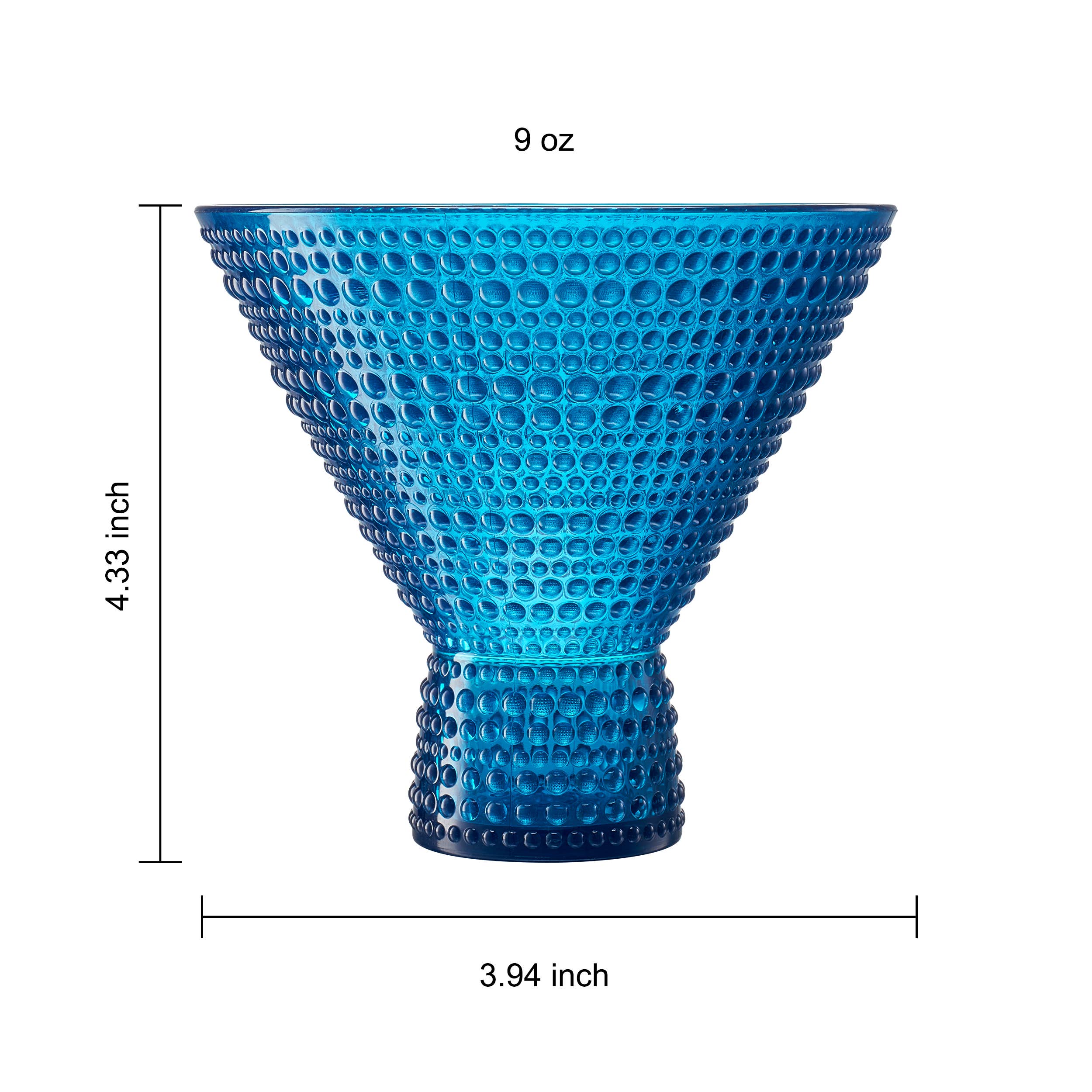 The Wine Savant /  Khen Glassware – wholesale Cocktail-/likörglas – Akryl okrossbart Hobnail Martini plastglas, 6 set 9OZ3