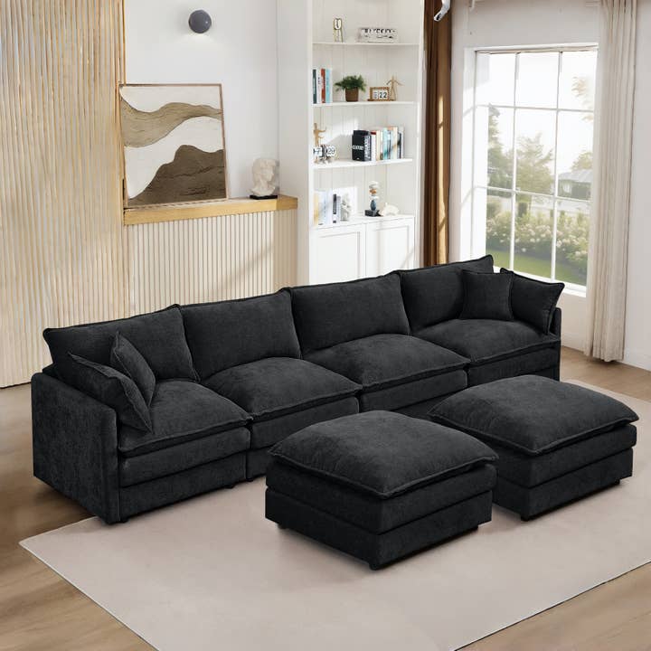 39F Inc. - Wholesale Sofa - Lunara 130" U-Shaped Sectional Sofa w 2 Ottomans,7 Colors31