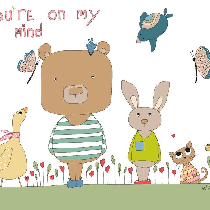 Carte de vœux « You're on my mind » pour la vente par Elle Bee Art Studio