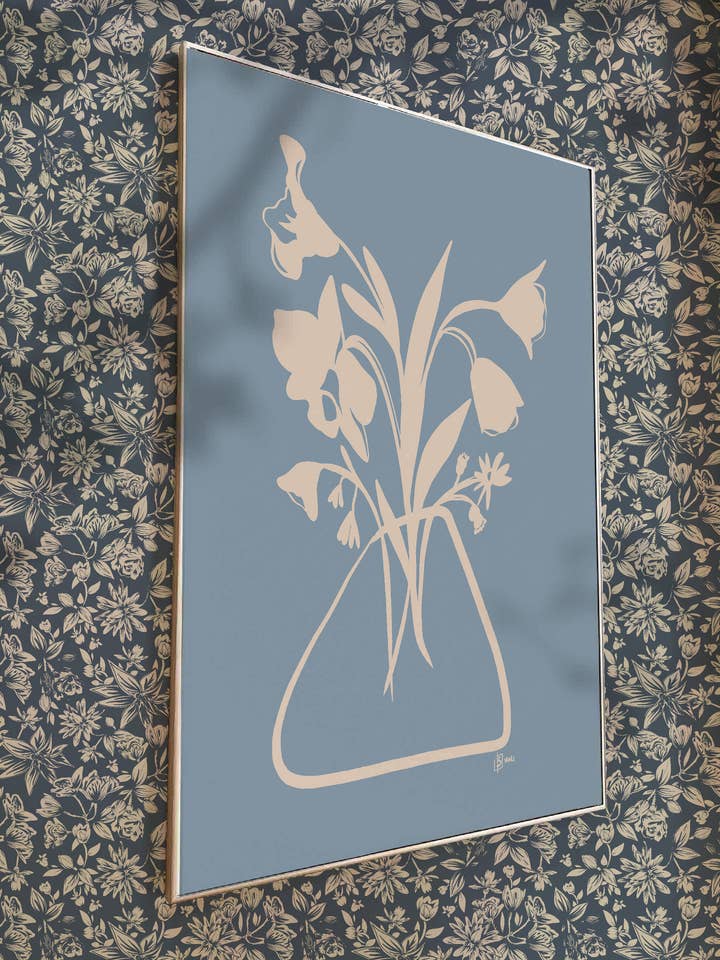 Blue Floral Study | Giclee Art Print for wholesale by Beki Marquardt