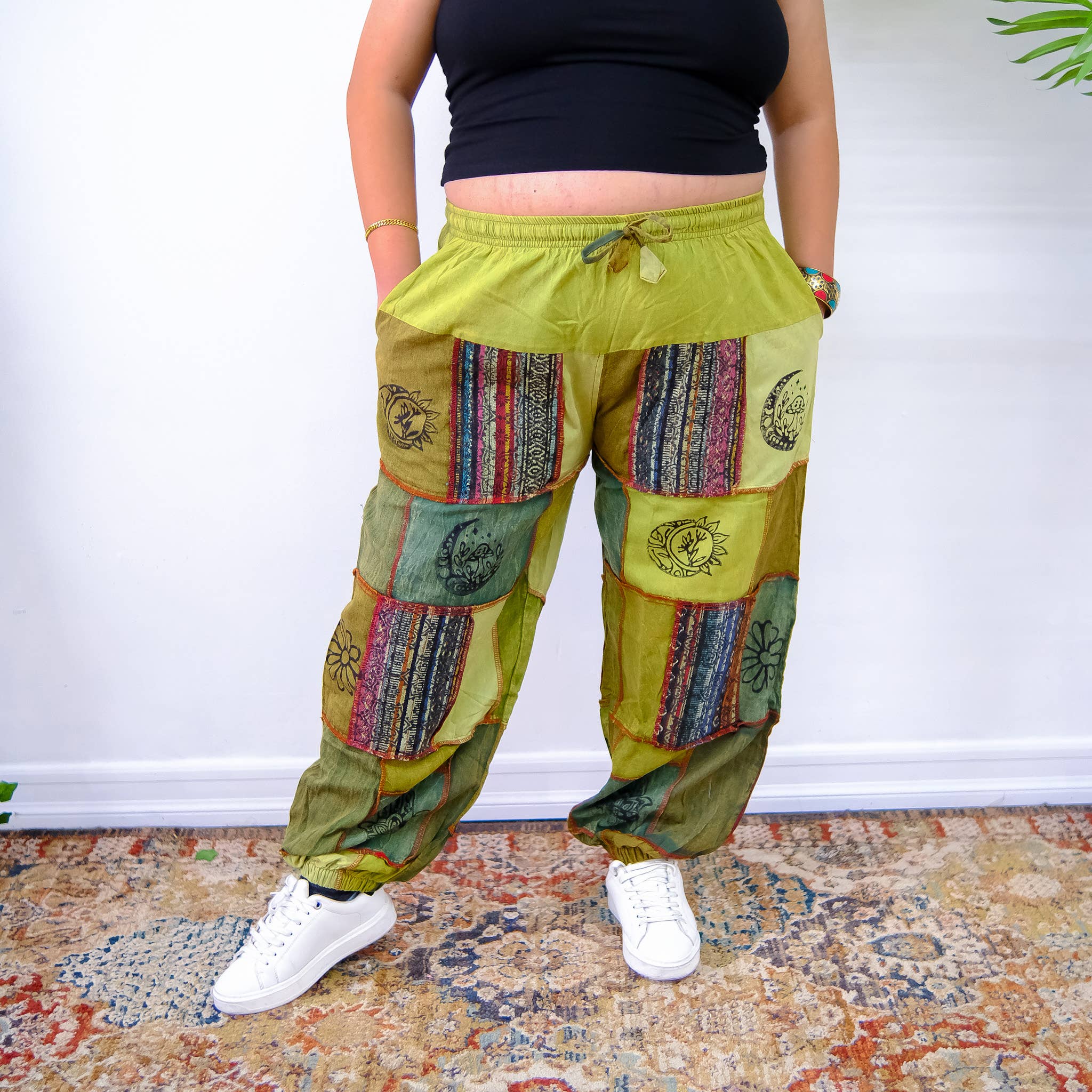 Karma Nepal Crafts – wholesale Pants – Women's – Earth tone Patchwork Tapered Joggers Pant9