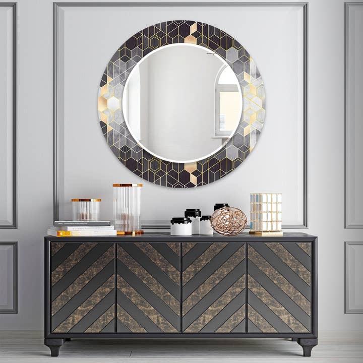 Abstract Tempered Glass Wall Mirror for wholesale by MyPhotostation