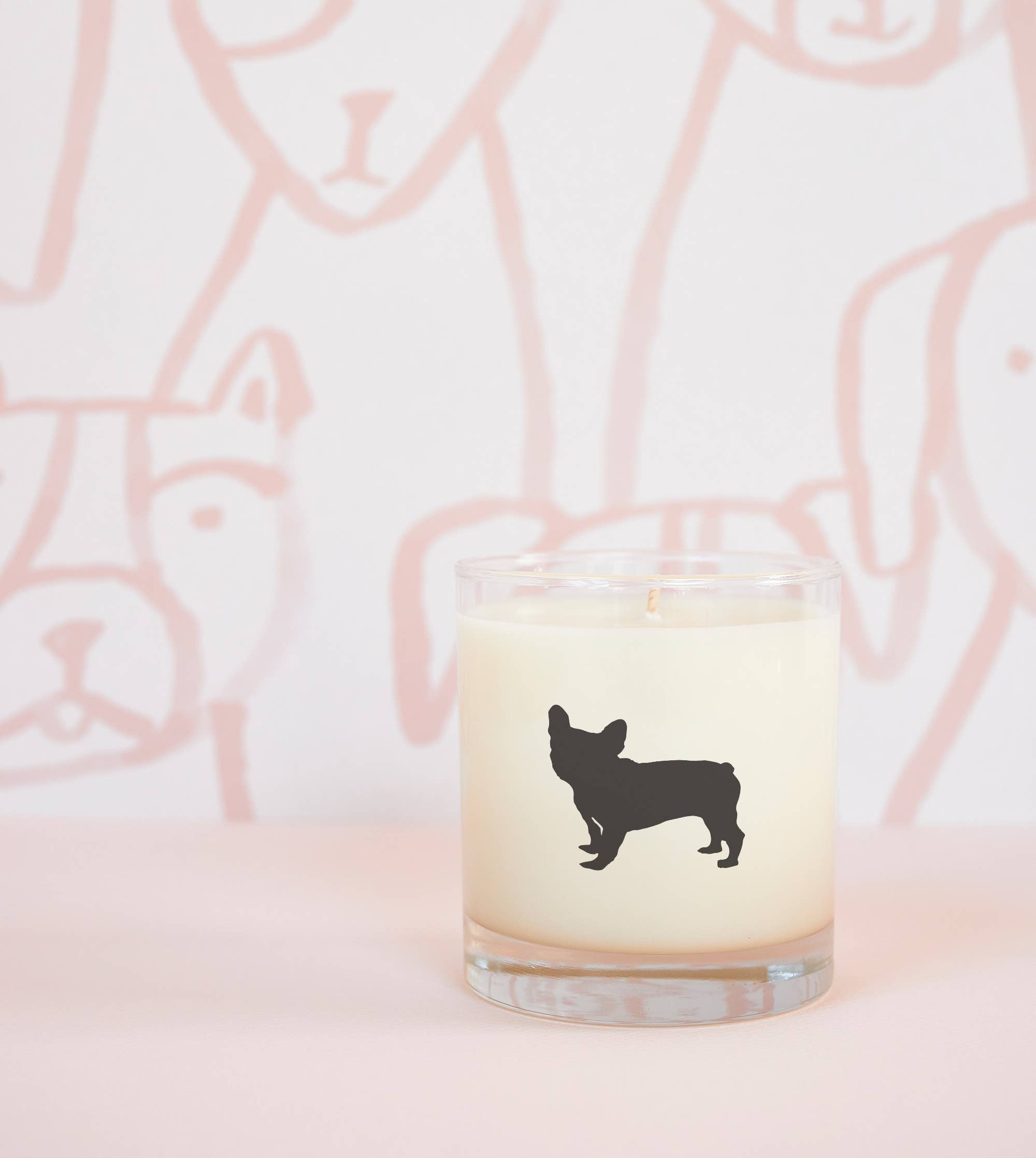 Scripted Fragrance - Wholesale Jar/Filled Candle - French Bulldog Soy Candle in Drinking Glass Two-In-One Gift1
