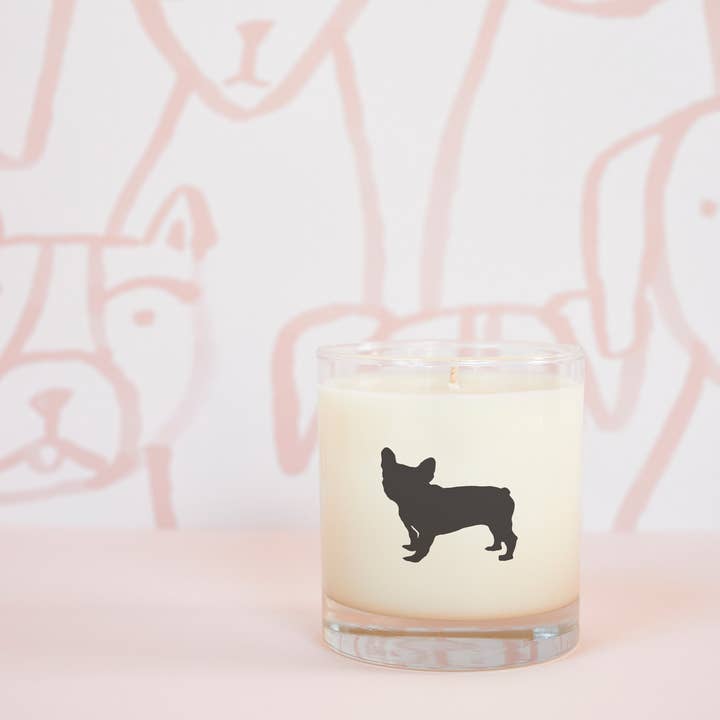 Scripted Fragrance - Wholesale Jar/Filled Candle - French Bulldog Soy Candle in Drinking Glass Two-In-One Gift1