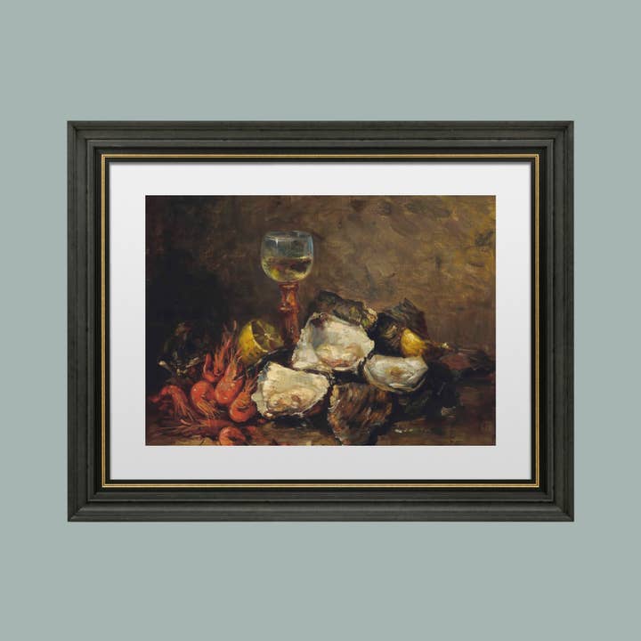 Sea to Skye - Wholesale Art Print - Still Life of Shrimp and Oysters Antique Art Print 5
