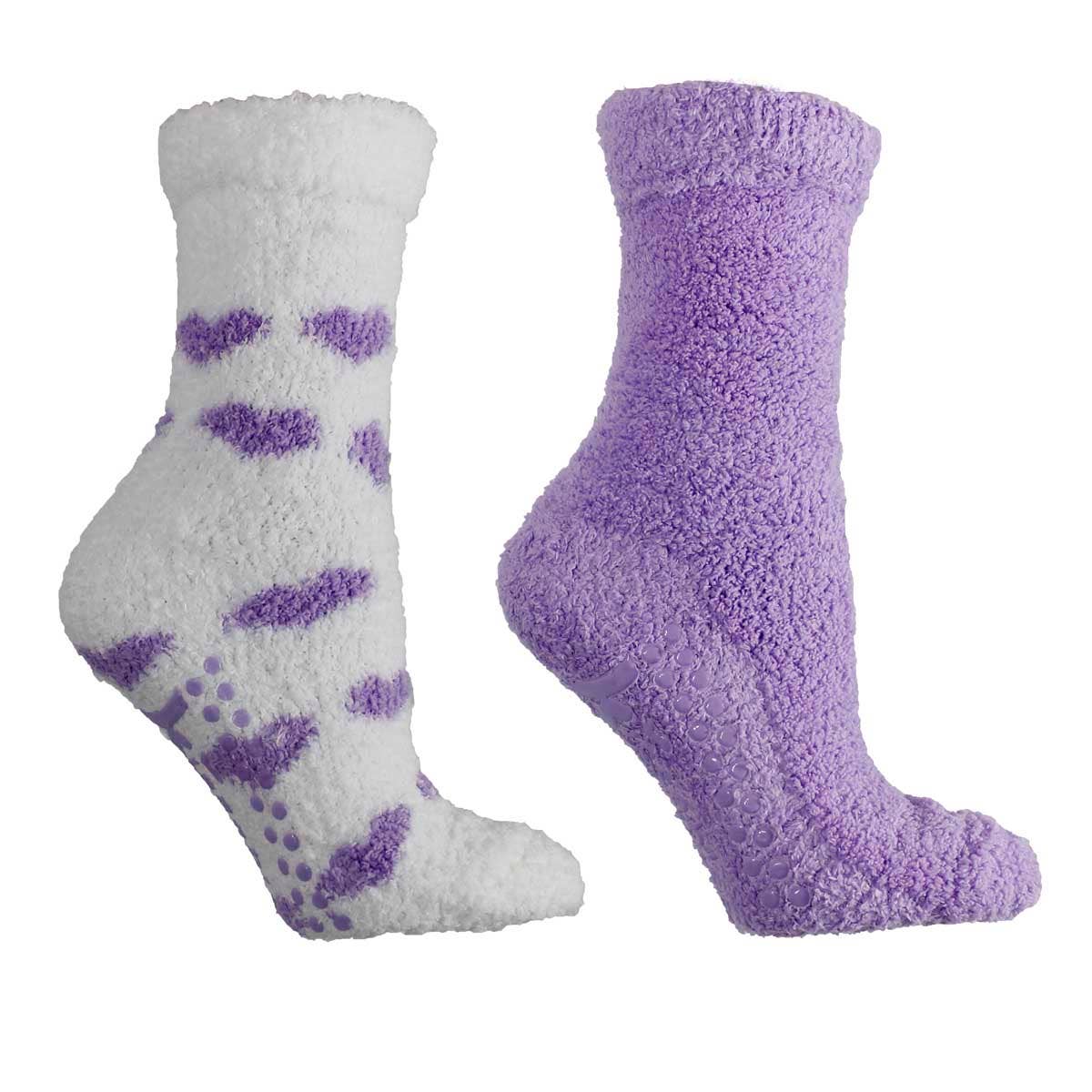 MinxNY - Wholesale Socks - Women's - Lavender Infused 2-Pair Slipper Socks - Hearts0