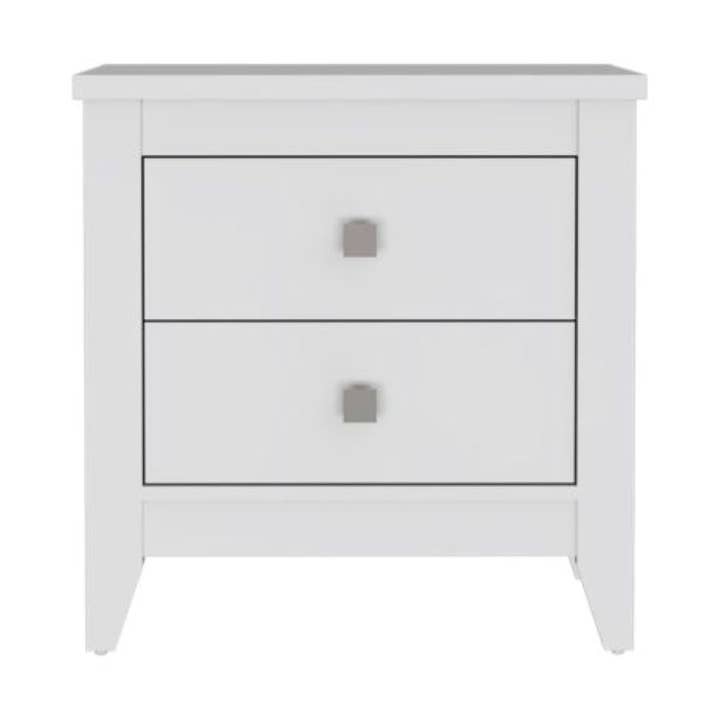 More Nightstand, Two Shelves, Four Legs, White Finish for wholesale by Treevol Furniture