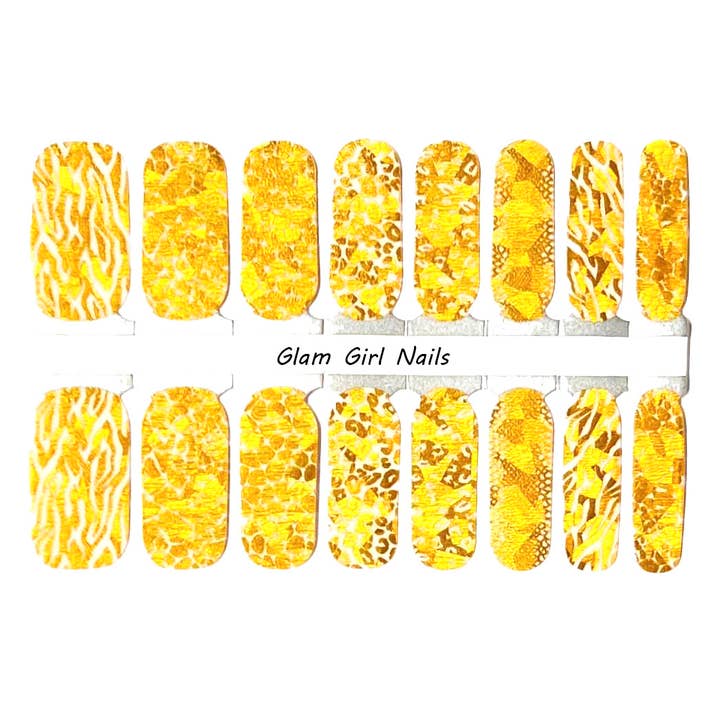 Golden Animal Print Overlay Nail Polish Stickers for wholesale by Glam Girl Nails