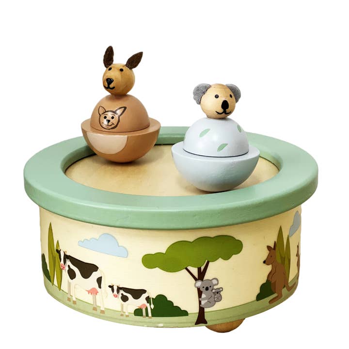 Wooden Kangaroo & Koala Music Box for wholesale by ToysLink