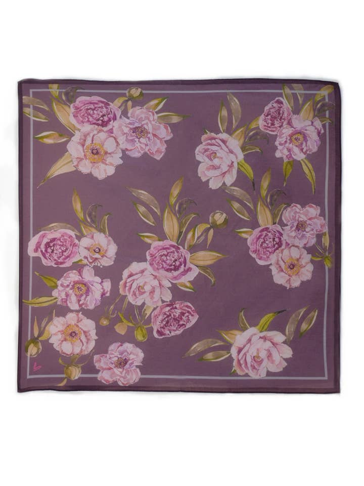 HANKIE SCARF - PEONY PLUM for wholesale by Art of Marina