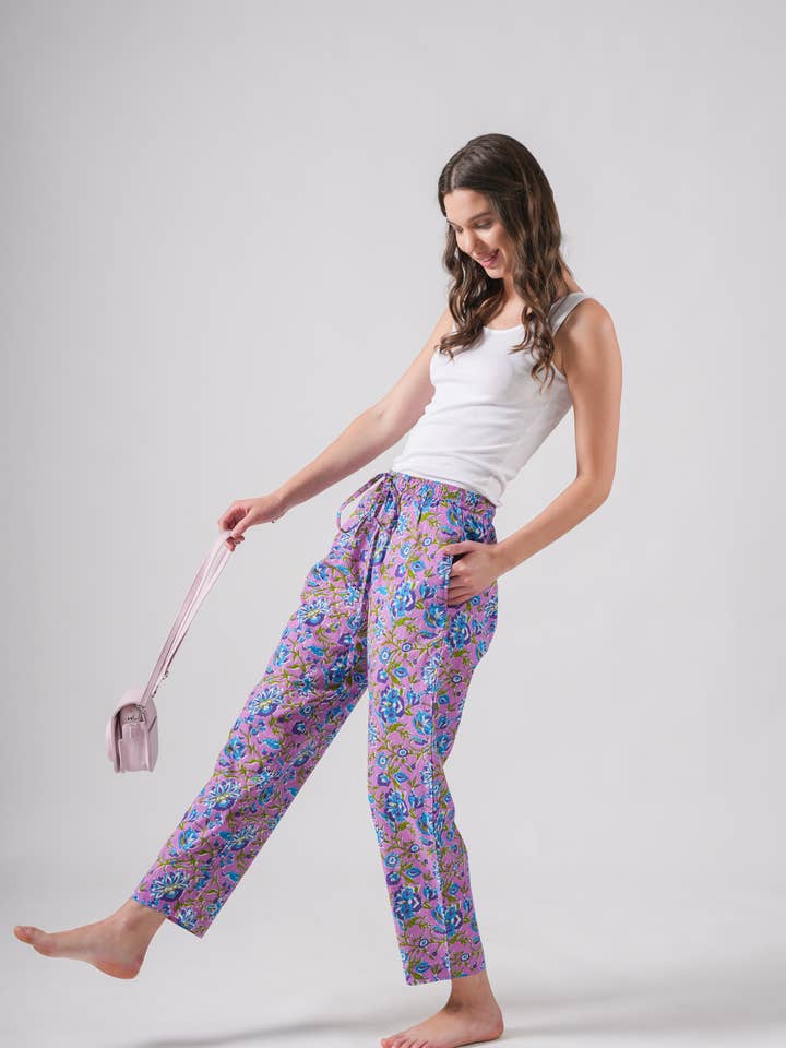 Cotton Pajama Pants Women - Mystic Lavender for wholesale by Zillajee