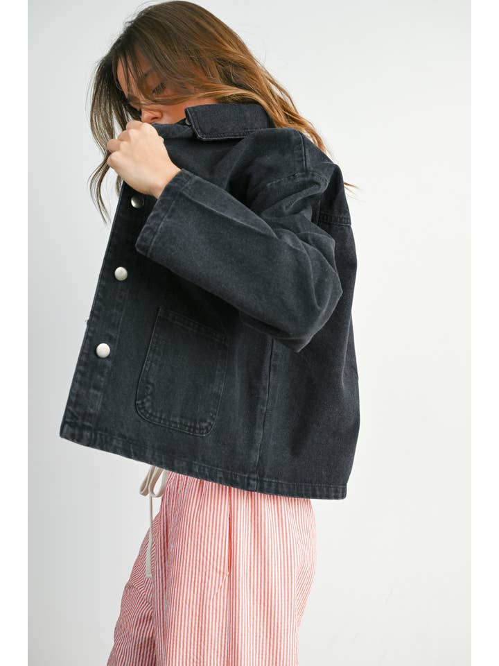 BUTTERMELON - Wholesale Denim Jacket - Women's - Button-Down Jacket with Shirt Collar and Pockets - BMJ782119