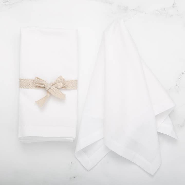 Washed Linen-Cotton set of 4 Napkins- White for wholesale by Thyme and Sage Home Textiles