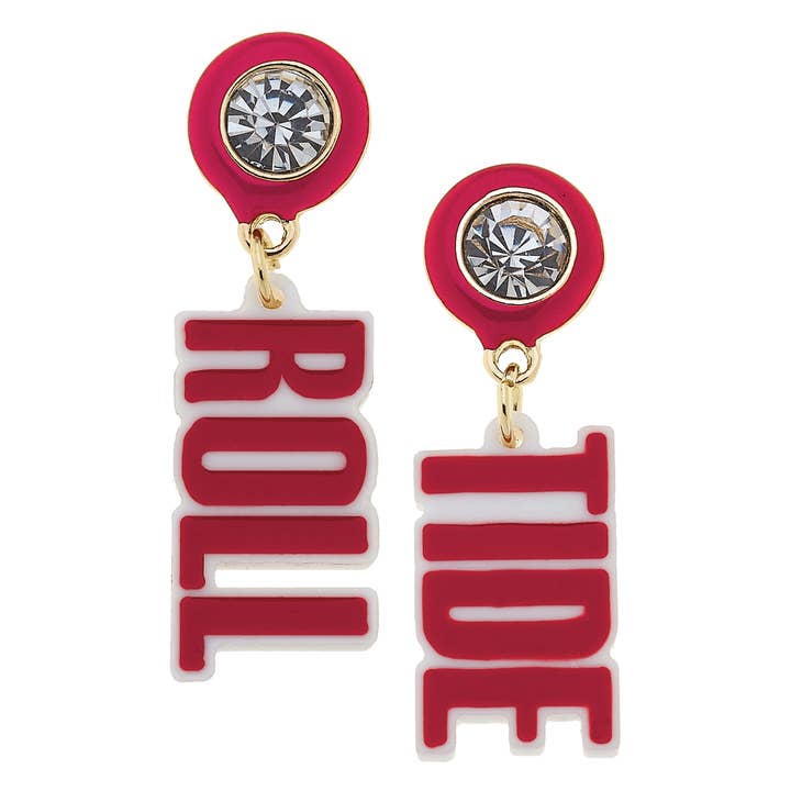 Alabama Crimson Tide Resin Block Letter Earrings in Crimson for wholesale by Canvas Style