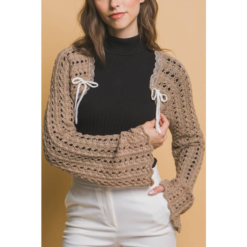 Paperdoll – Großhandel Strickoberteil – Damen – Gehäkelter Schultergurt mit Bolero-Details7