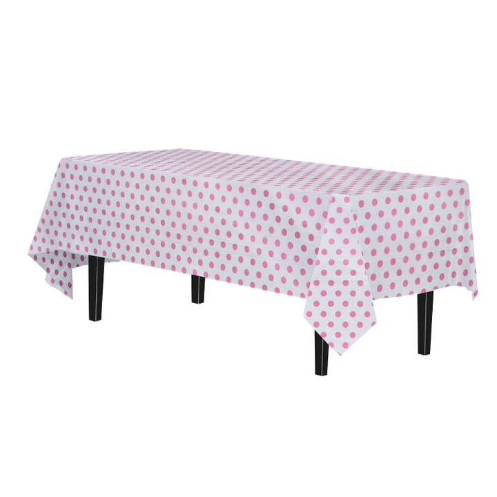 Pink Polka Dot 54 In. X 108 in. Rectangle Plastic for wholesale by Crown Display