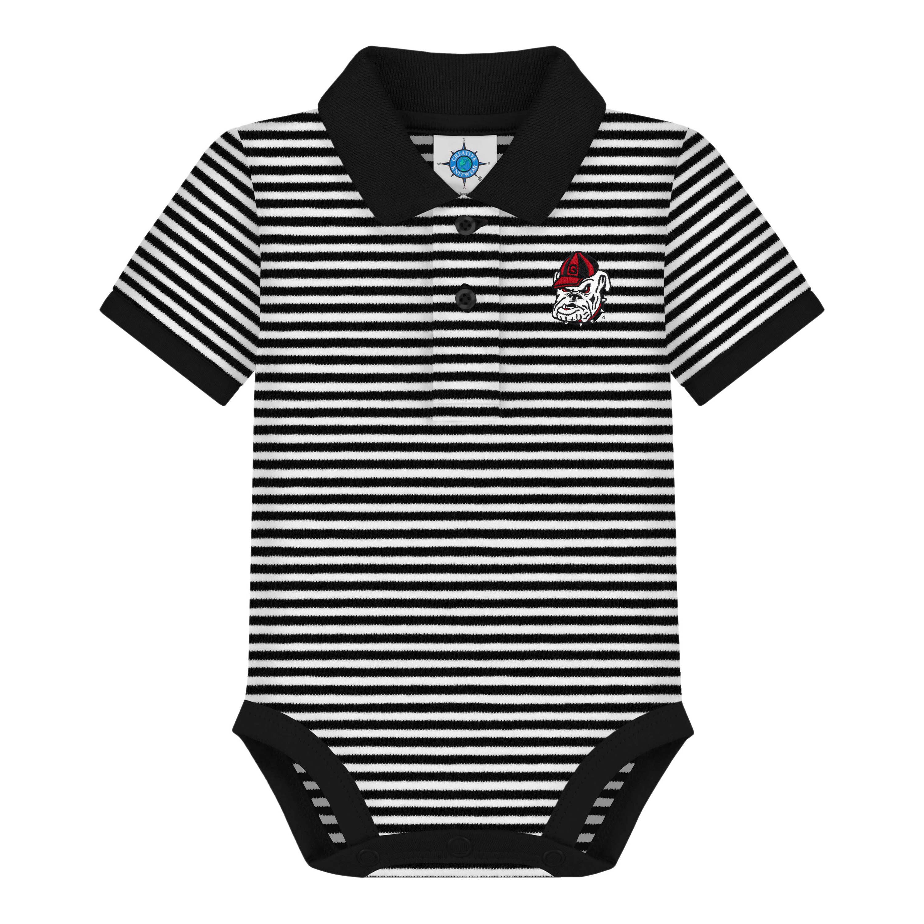 Creative Knitwear - Wholesale Bodysuit (Non-Footed) - Baby - Georgia Bulldogs Striped Infant Polo Bodysuit 1
