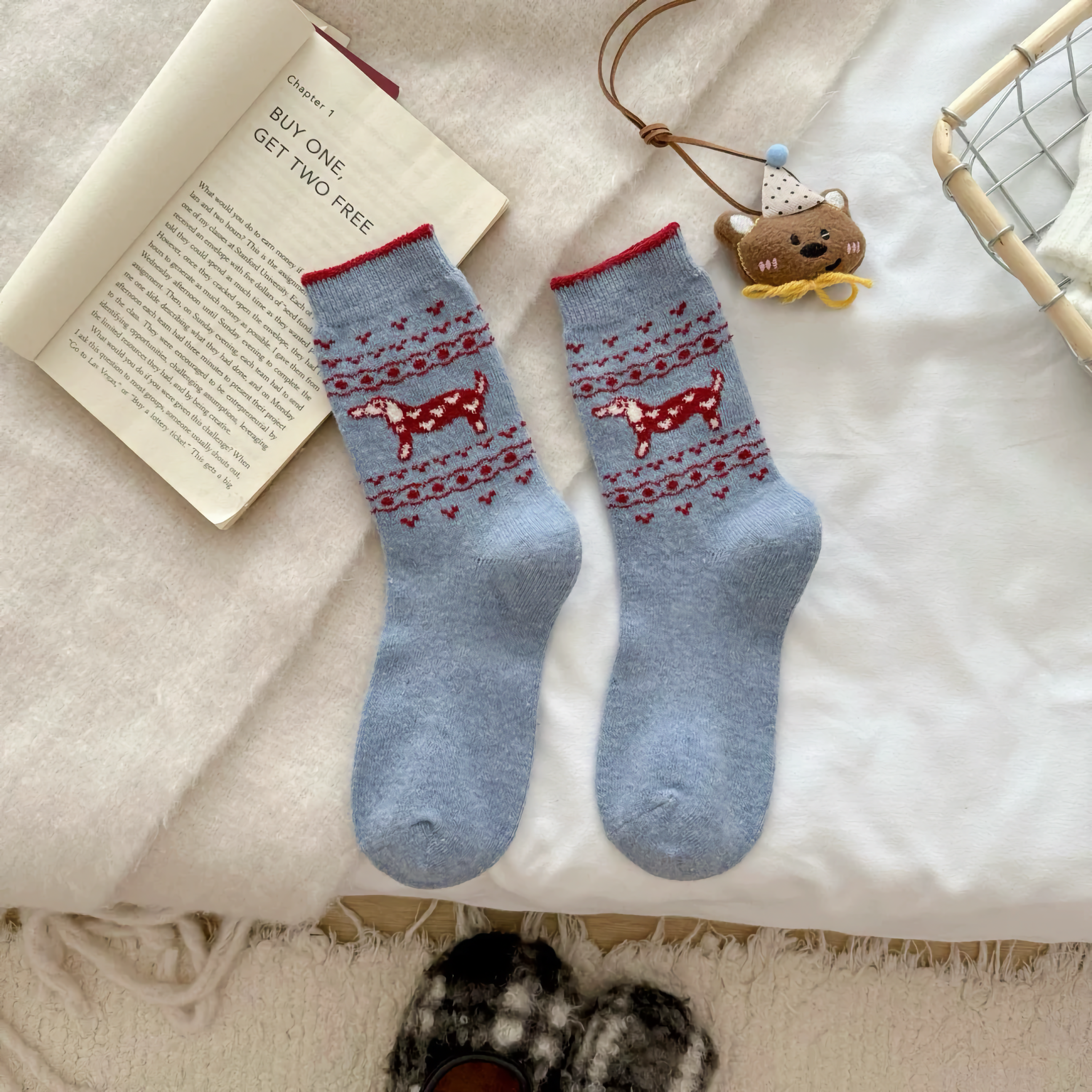 Happy Knits - Wholesale Socks - Women's - Women's Wool Socks - Warm Dachshund Pattern Winter Socks0
