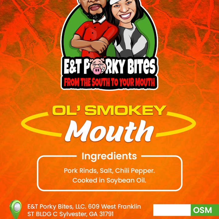 E&T Porky Bites – Engroshandel Puffed snacks – Ol' Smokey Mouth -smagende stegte svinekød2
