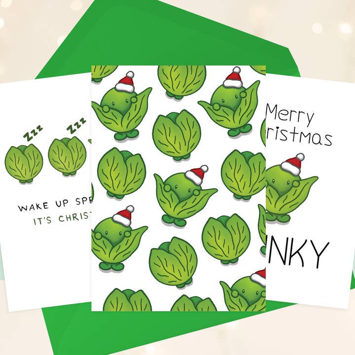 Sprout Christmas Cards - Brussel Sprouts Funny Xmas Card for wholesale by OCD Greeting Cards