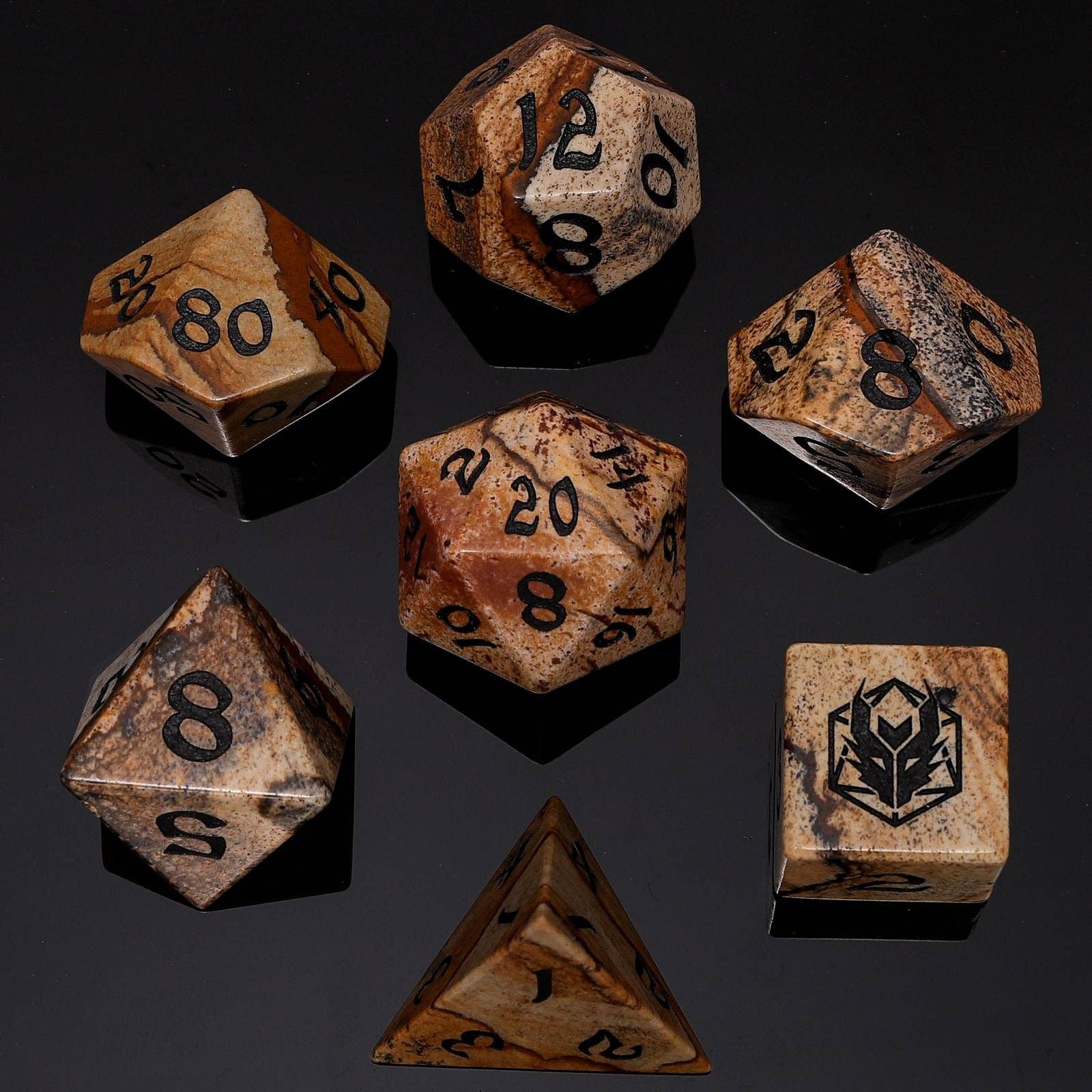 Hymgho Premium Dice - Wholesale Dice - Dragon's Hoard Gemstone Dice - Picture Jasper0