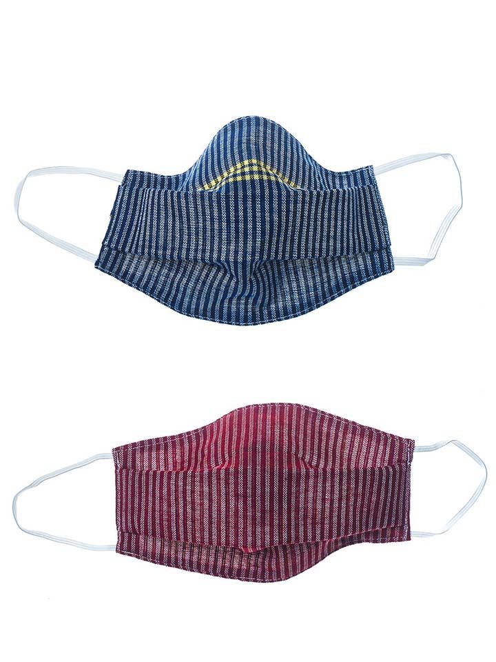 Kids Size - Pack of 5 Kramasks - Plain Thin Stripes Collection for wholesale by Krama Heritage