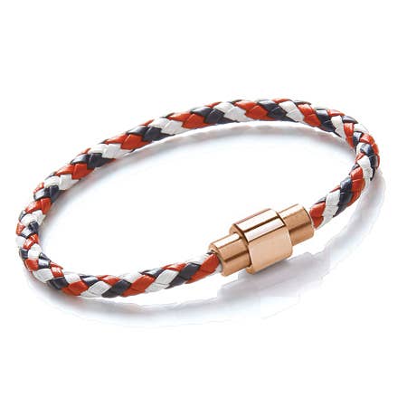 Pulsera de Cuero Tribal Rojo/Blanco/Azul RP 18 para venta al por mayor de Midhaven Ltd - Tribal Steel