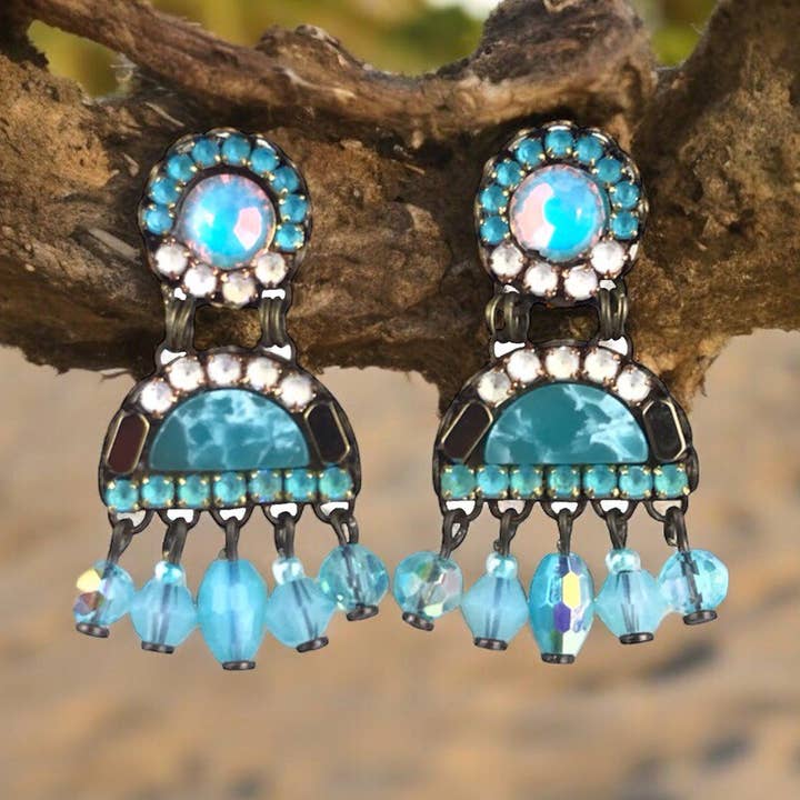 BOUCLES D'OREILLES BASIC BY MELIZI BLEU MAR pour la vente par melizijewelry