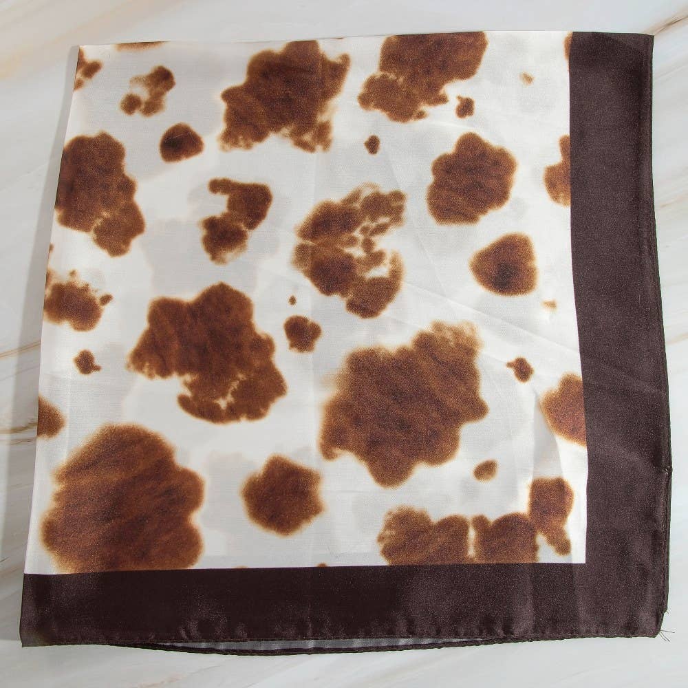 BR Brown Cow Print Square Bandana Scarf for wholesale on Faire3