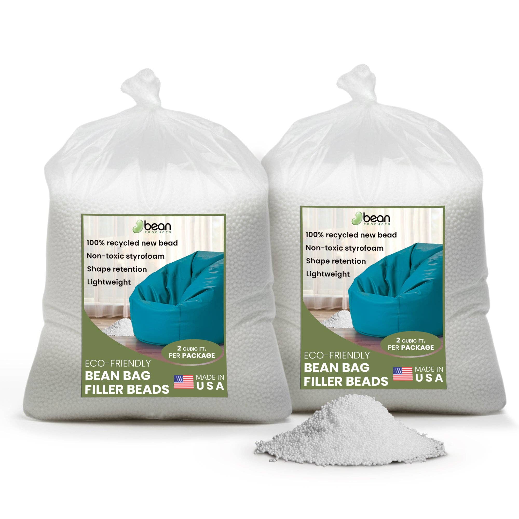 Bean Products - Vente Boîtes de conservation - Remplissage de poufs - Nouveau rembourrage de pouf recyclé non toxique1