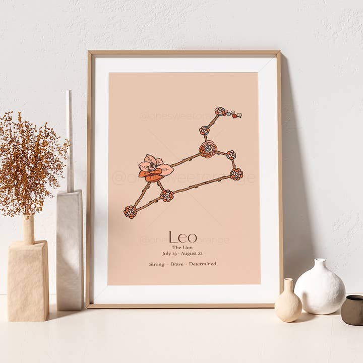 Zodiac Print Leo Horoscope Art Print Zodiac Sign Print for wholesale by Onesweetorange