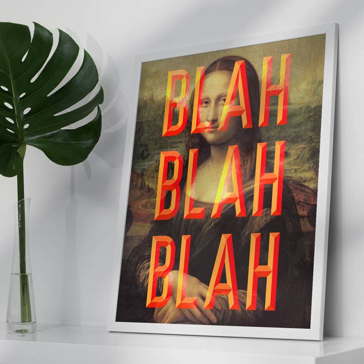 Ink & Drop - Wholesale Art Print - Orange Moaning Mona Blah Blah Blah Print