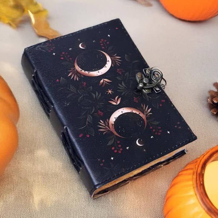 Moon Phase Scrapbook, Leather Journal, Blank Book Grimoire for wholesale by MNM HANDICRAFTS