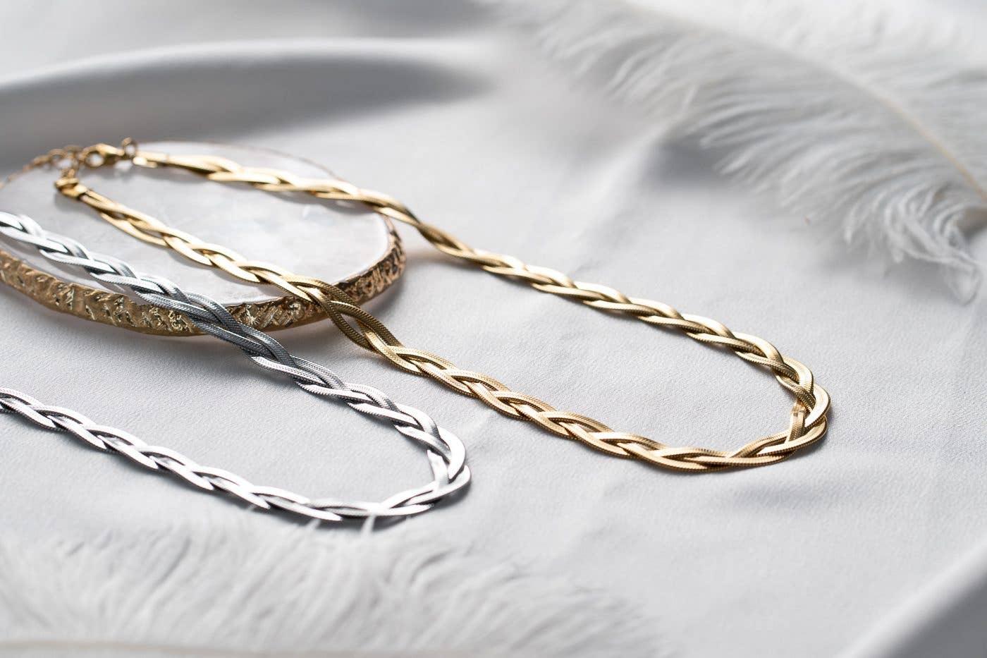 Goupi – Colar de elos e correntes por atacado – Corrente Trançada Aço Serpente Impermeável3