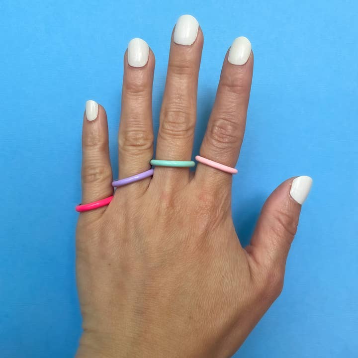 HYE JANE – wholesale Band/Stackad Ring – Mintgelé 14K guldpläterad sterling silver emalj stapelring