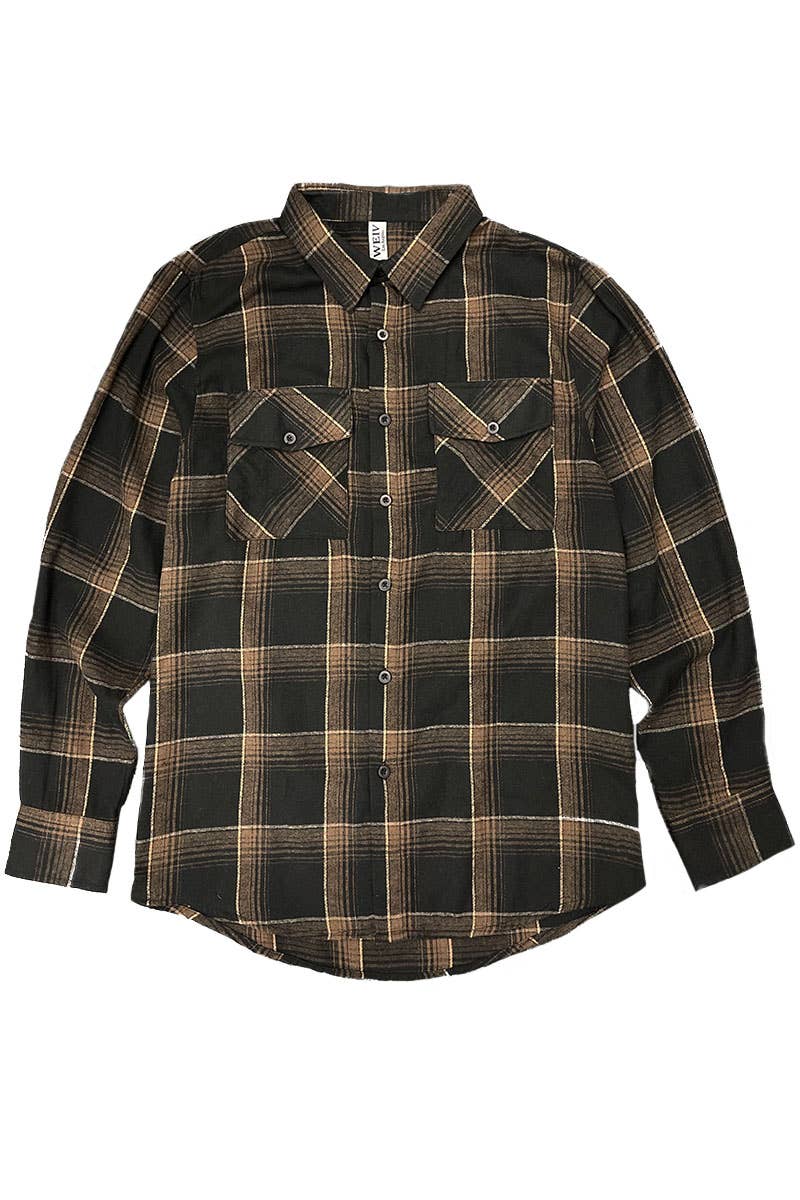 WEIV - Wholesale Button Down Shirt - Men's - Full Checkered Long Sleeve Flannel Button Shirt0