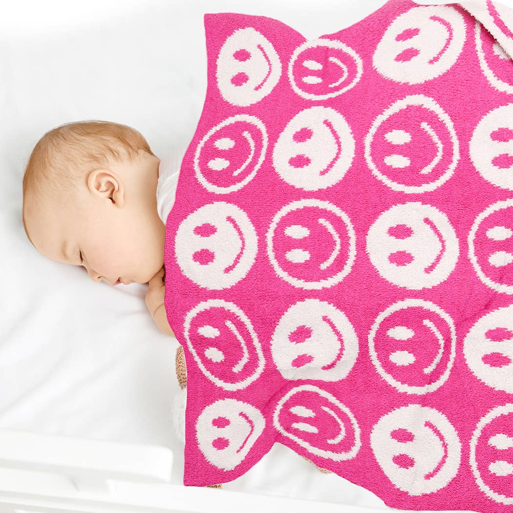 Fashion City – Engroshandel Sengetæppe - Børn og baby – Gentagne Happy Face Pattern Kids Throw Blanket3