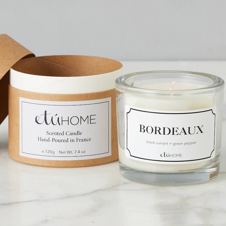 etúHOME - Wholesale Jar/Filled Candle - Black Currant + Green Pepper Candle, Bordeaux (7.4 oz)