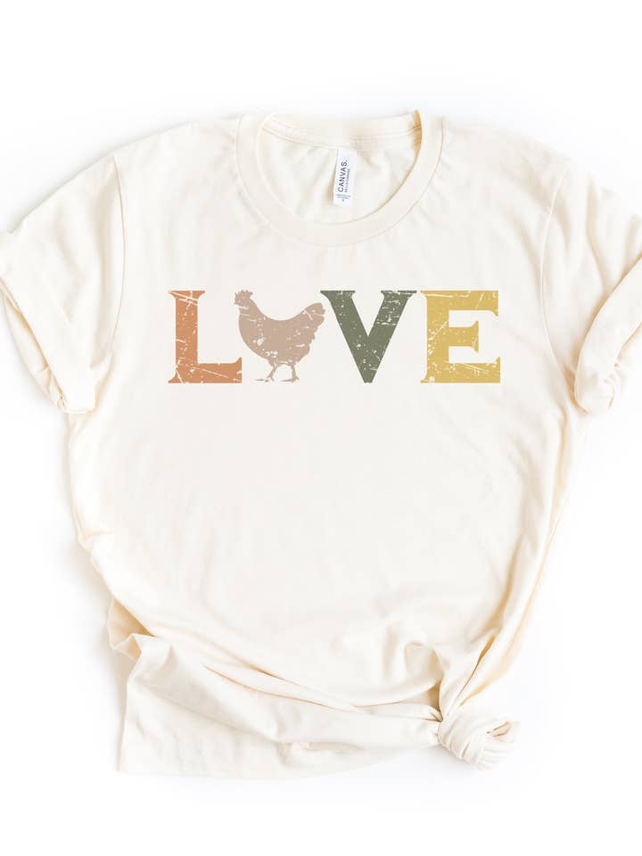 cream Vintage farm love chicken Rooster Farmers Market Graphic Tee for wholesale on Faire1