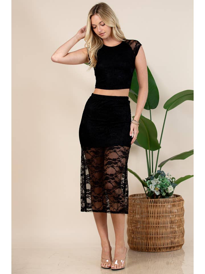 Nylon Apparel – Großhandel Rock – Damen – S1642-Camila-Camila Florale Spitzenelastik-Bandrock7